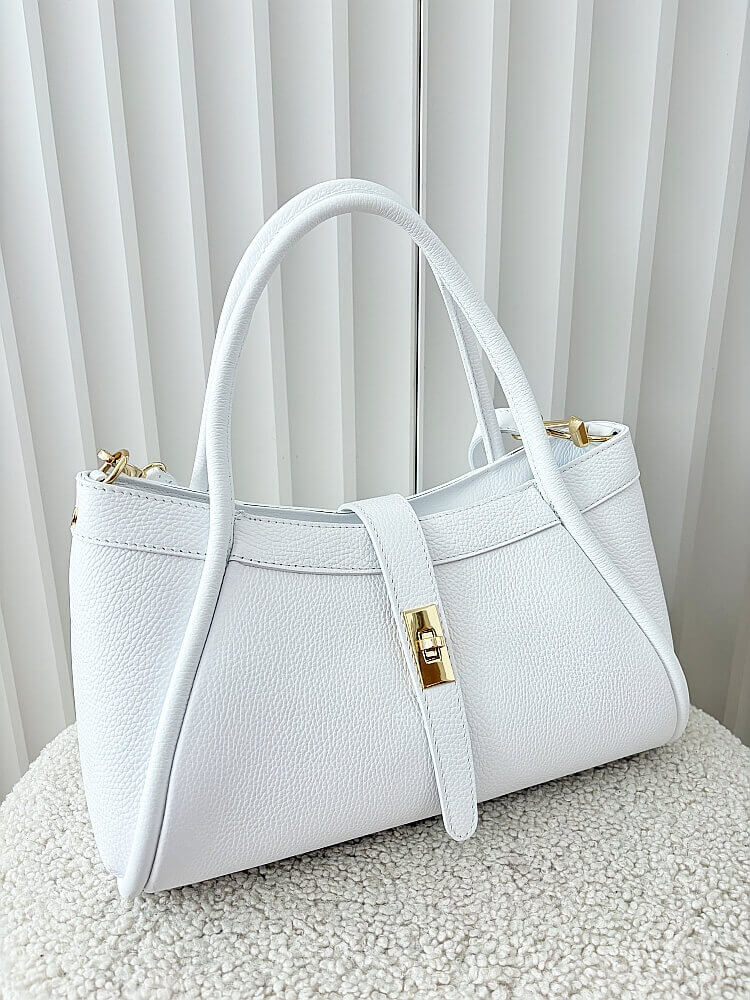 Laura Biaggi torebka shopperka skórzana biała