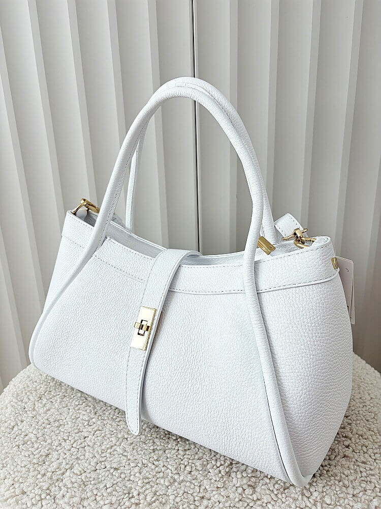 Laura Biaggi torebka shopperka skórzana biała