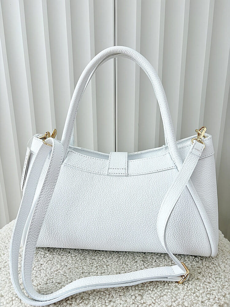 Laura Biaggi torebka shopperka skórzana biała