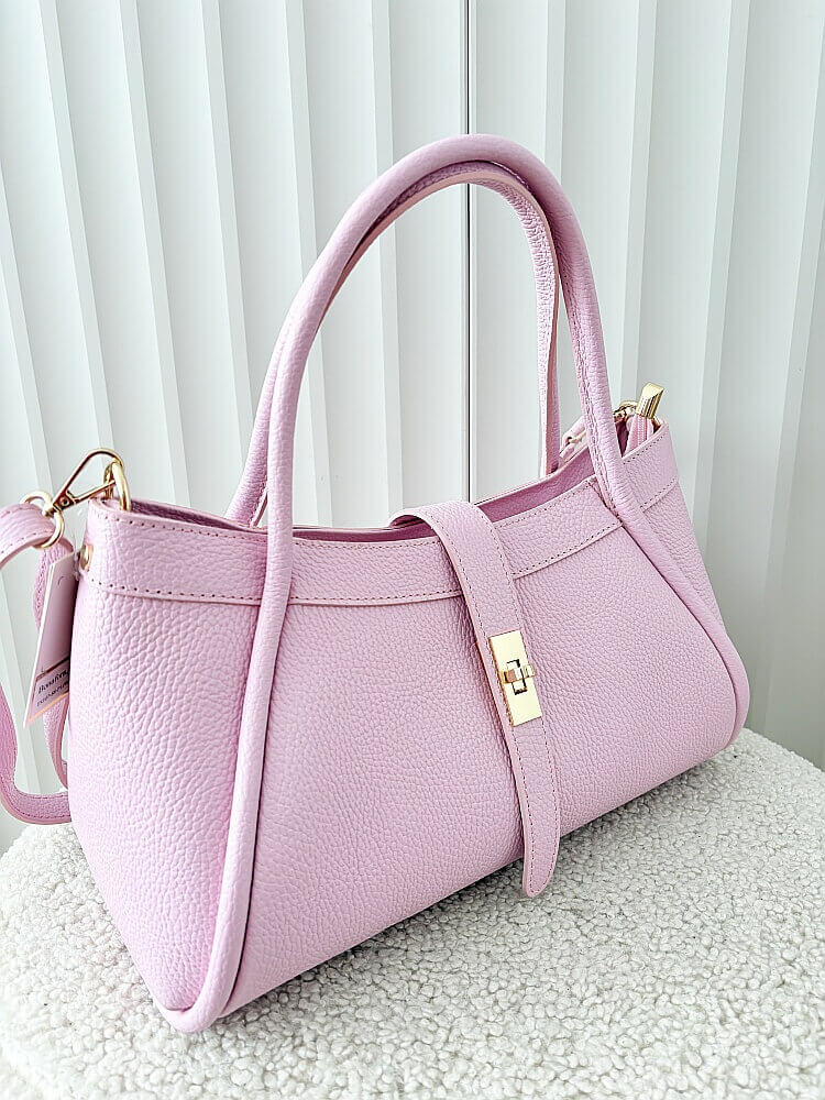 Laura Biaggi torebka shopperka skórzana różowa