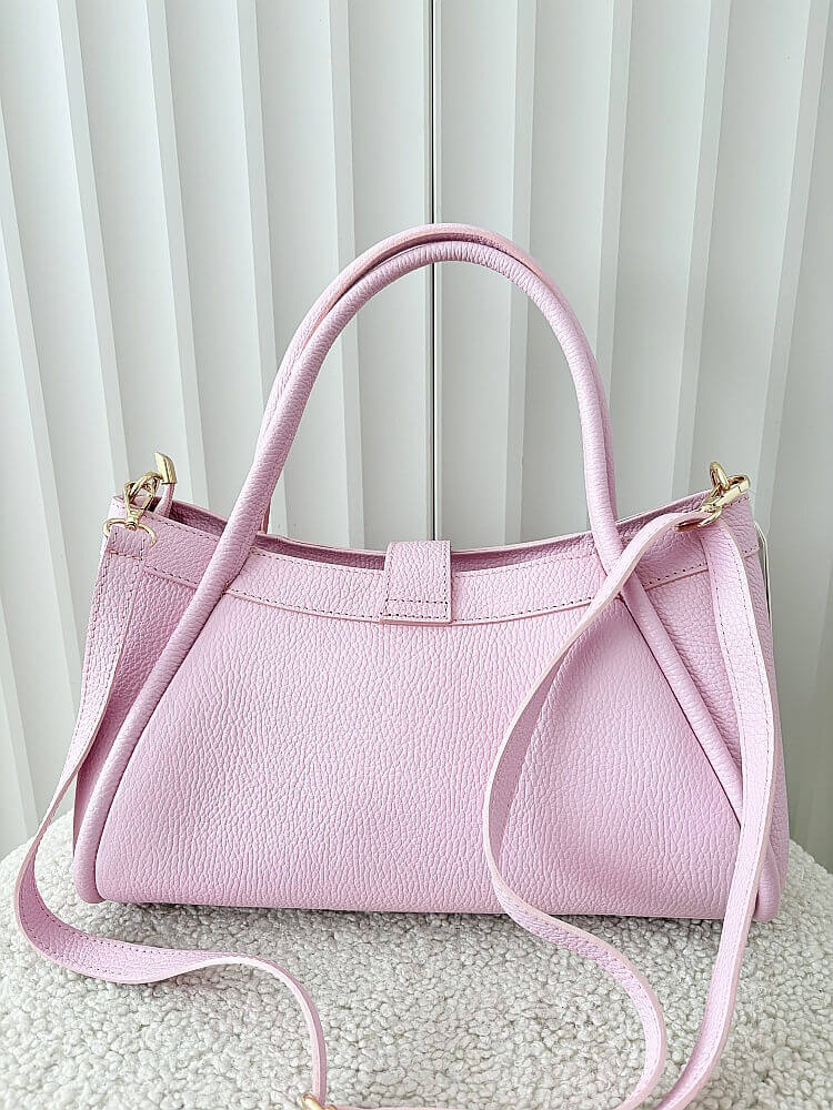 Laura Biaggi torebka shopperka skórzana różowa