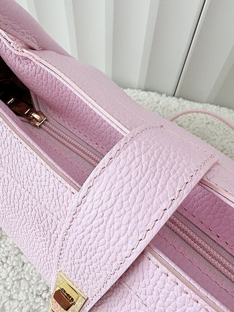 Laura Biaggi torebka shopperka skórzana różowa