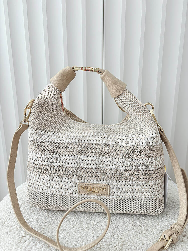 Torebka shopperka beżowa plecionka