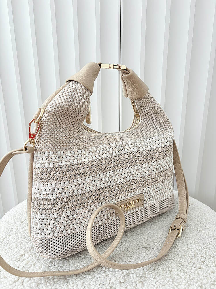 Torebka shopperka beżowa plecionka