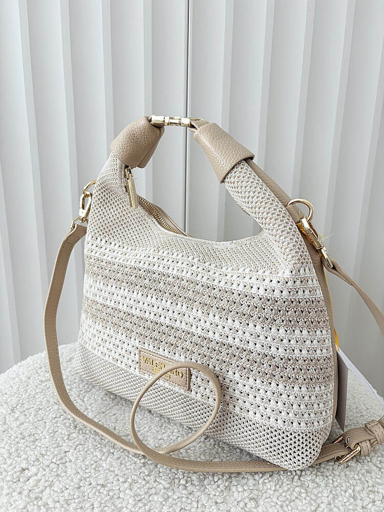 Torebka shopperka beżowa plecionka