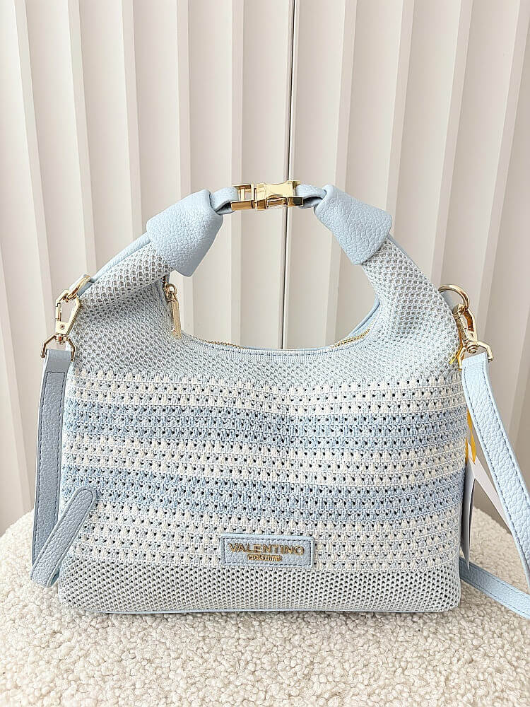 Torebka shopperka niebieska plecionka