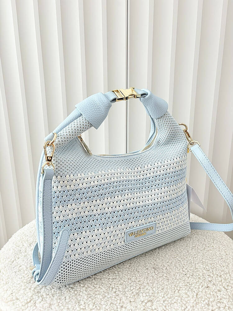 Torebka shopperka niebieska plecionka