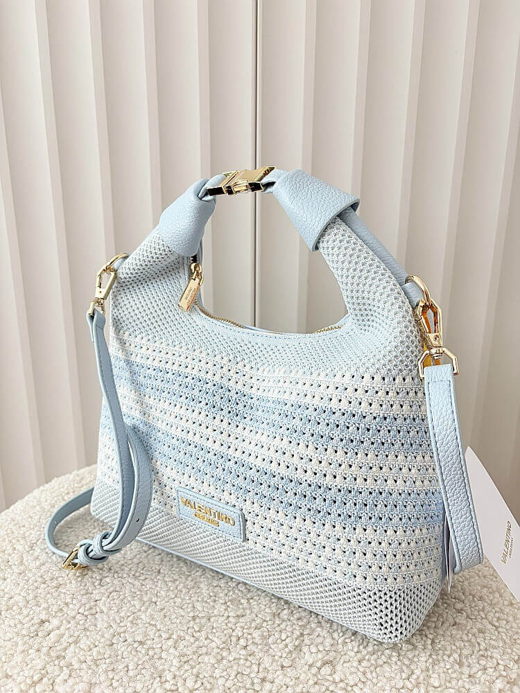 Torebka shopperka niebieska plecionka