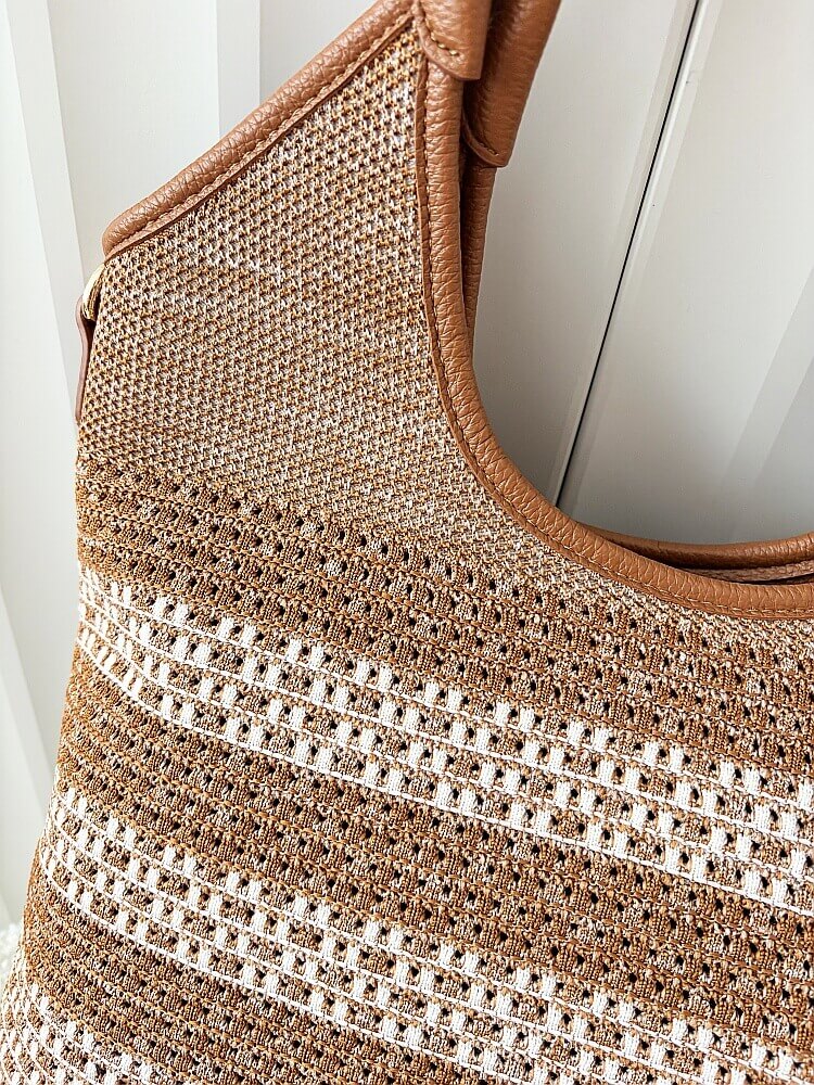 Torebka shopper na ramię brązowa plecionka