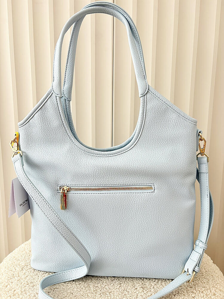 Torebka shopper na ramię niebieska plecionka