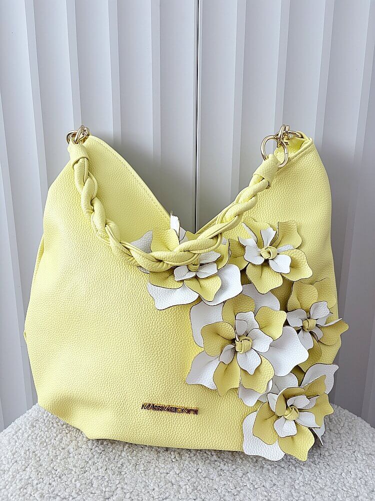 Massimo Contti torba shopper na ramię żółta kwiaty