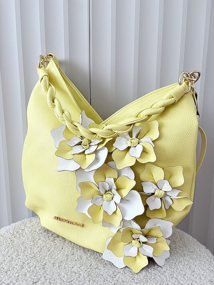 Massimo Contti torba shopper na ramię żółta kwiaty