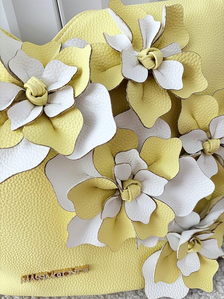 Massimo Contti torba shopper na ramię żółta kwiaty