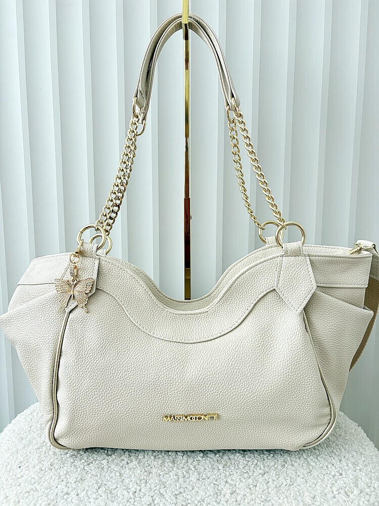 Massimo Contti torba shopper na ramię beżowa