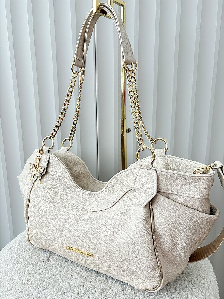 Massimo Contti torba shopper na ramię beżowa