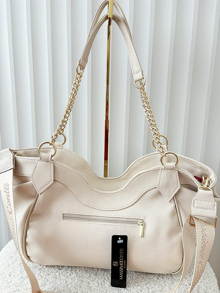 Massimo Contti torba shopper na ramię beżowa