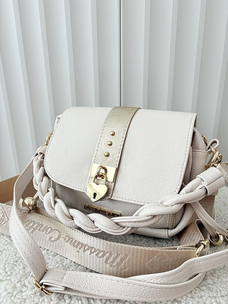 Massimo Contti listonoszka beżowa z klapką serduszko