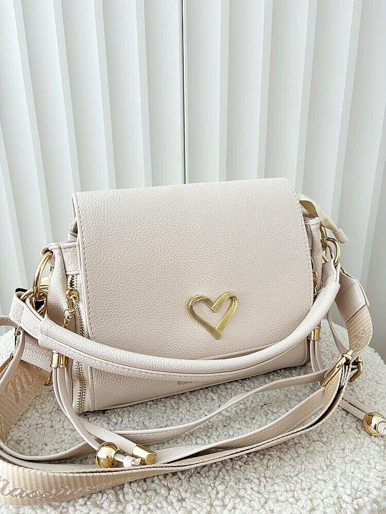 Massimo Contti listonoszka beżowa zip z klapką serduszko