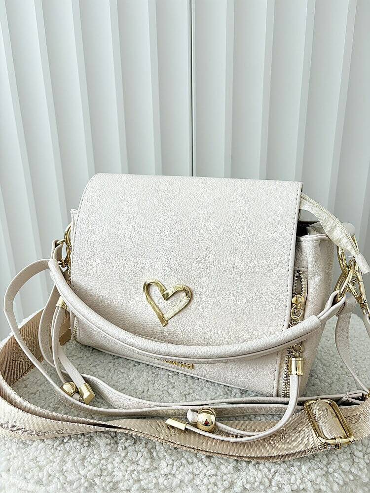 Massimo Contti listonoszka beżowa zip z klapką serduszko