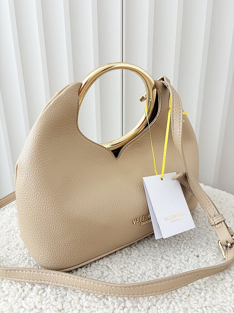 Torebka mini shopperka taupe z okrągłą rączką