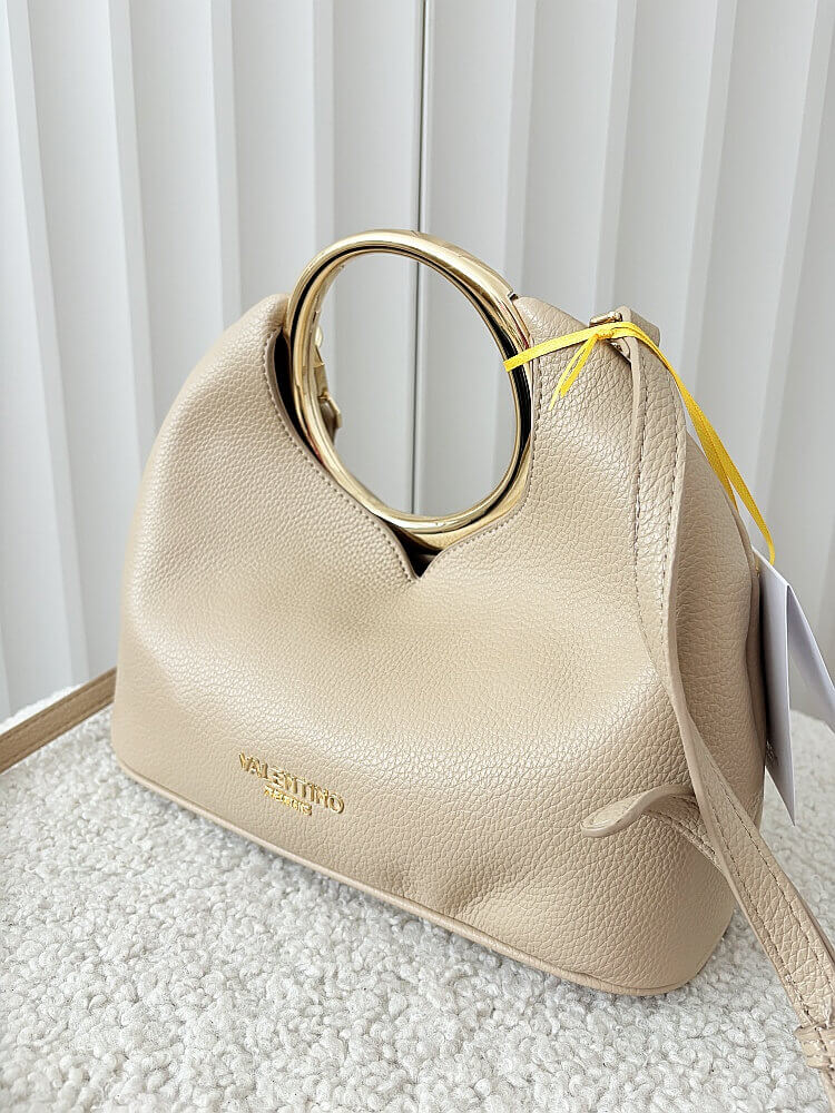 Torebka mini shopperka taupe z okrągłą rączką