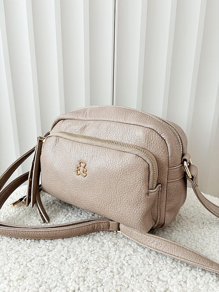 Lulu Castagnette torebka kuferek beżowa z kieszenią