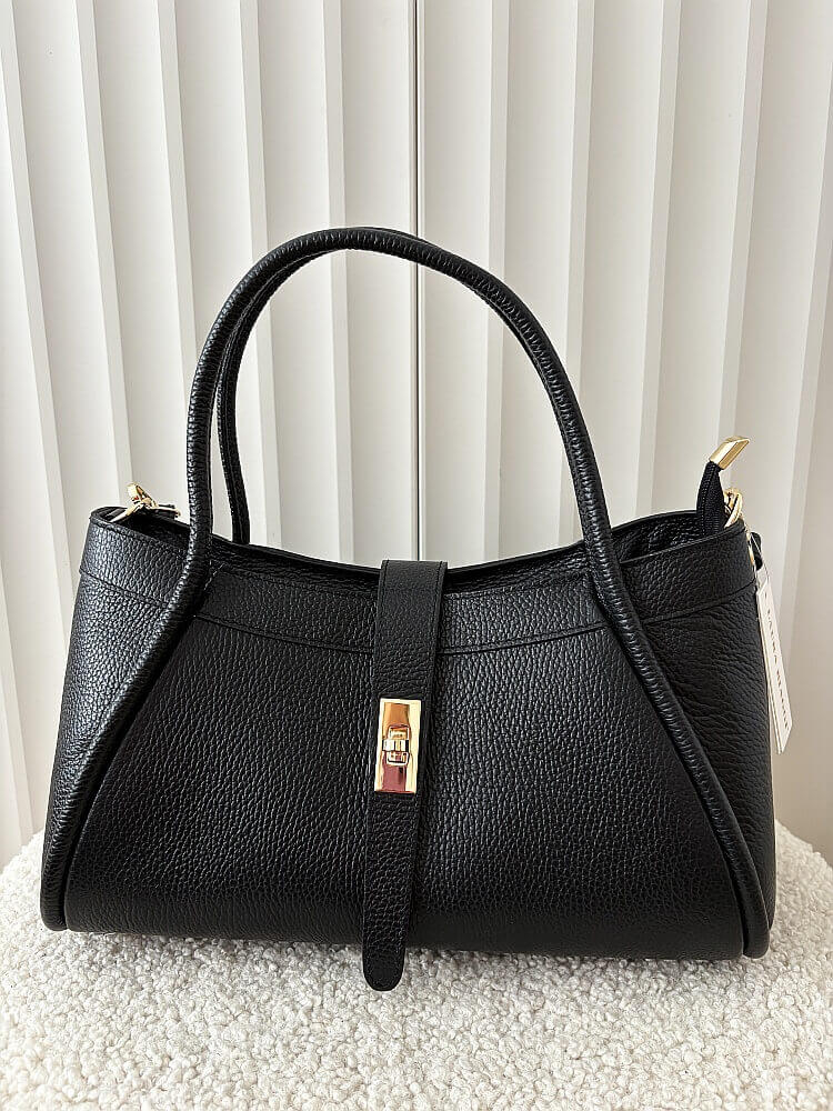 Laura Biaggi torebka shopperka skórzana czarna