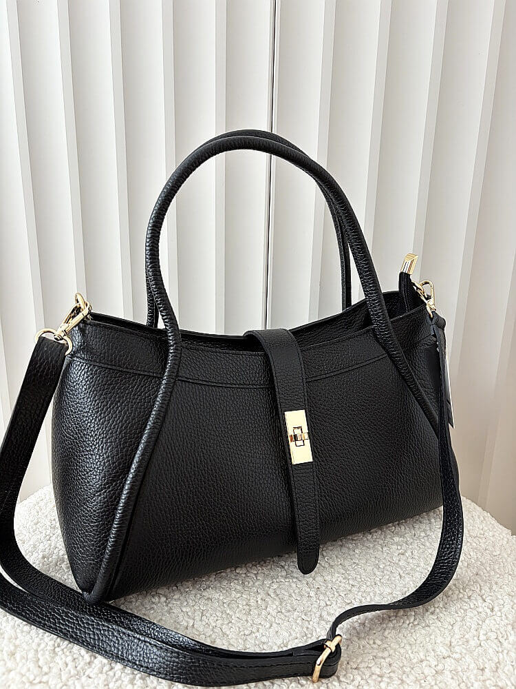 Laura Biaggi torebka shopperka skórzana czarna