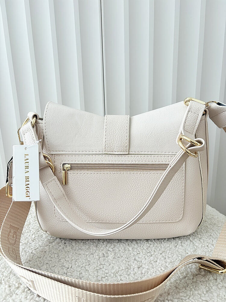 Laura Biaggi torebka listonoszka beżowa z klapką