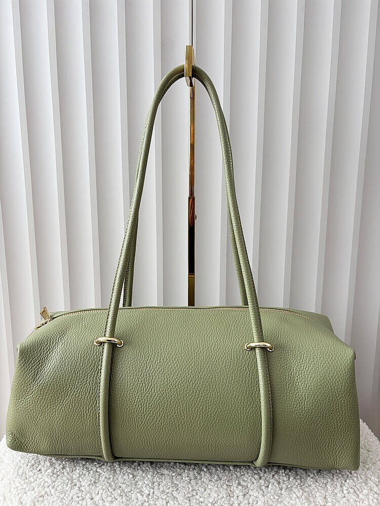 Laura Biaggi torebka kuferek na ramię skórzany zielony