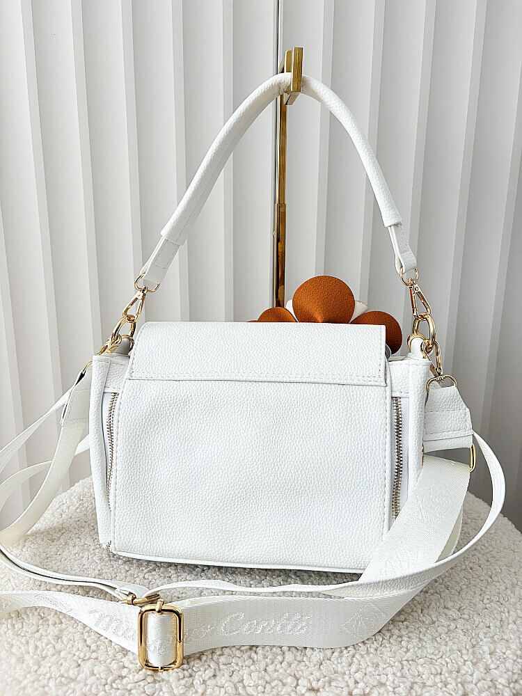 Massimo Contti torebka listonoszka biała ze złotym kwiaty zip