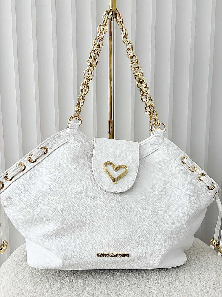Massimo Contti torba shopper biała serduszko
