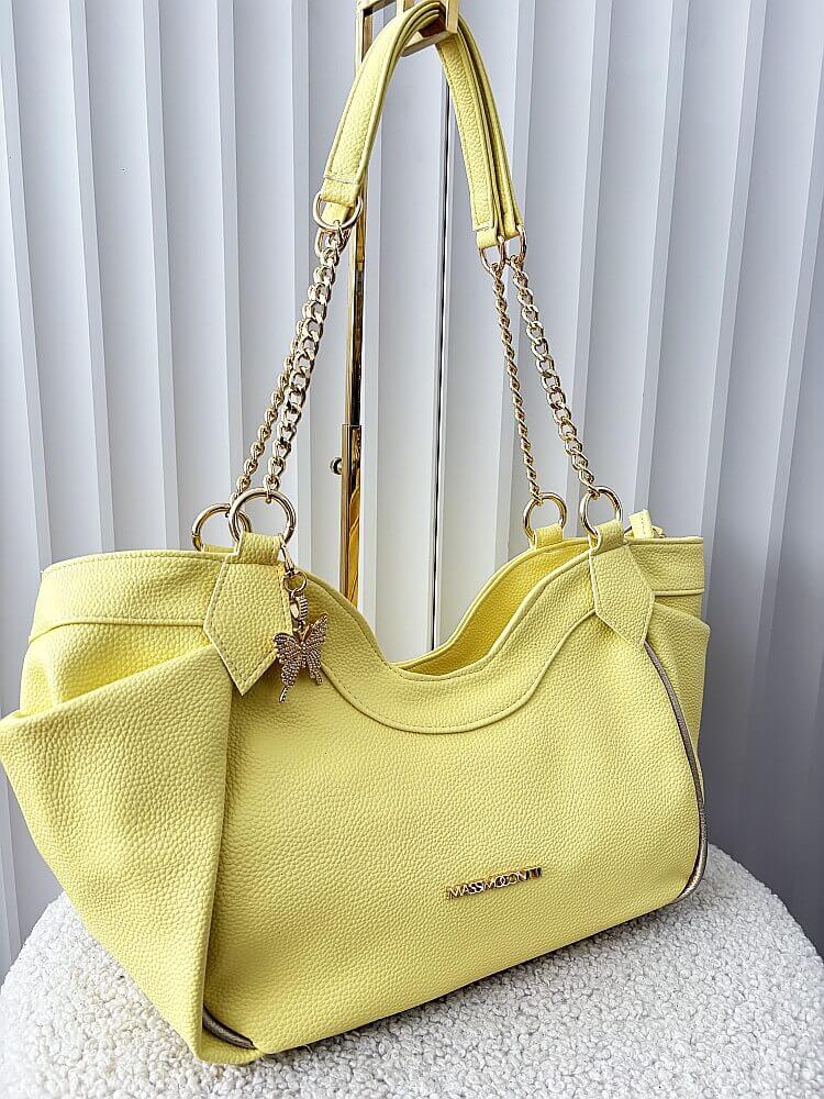 Massimo Contti torba shopper na ramię żółta
