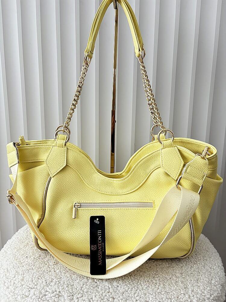 Massimo Contti torba shopper na ramię żółta