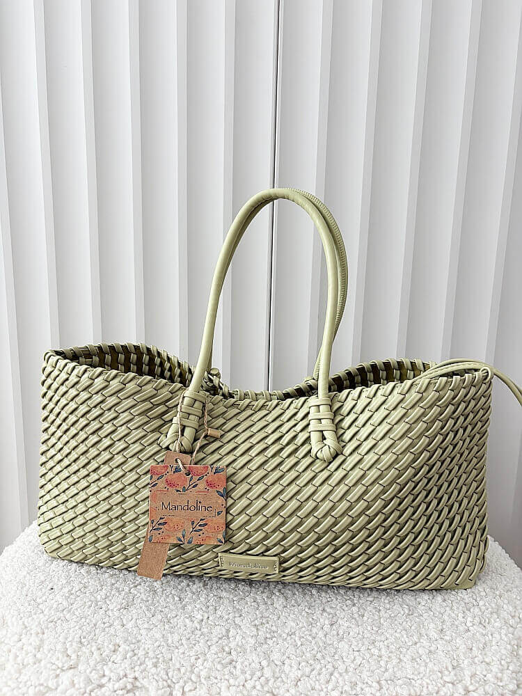 Mandoline torebka shopperka na ramię zielona plecionka