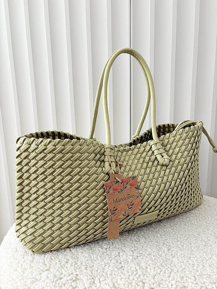 Mandoline torebka shopperka na ramię zielona plecionka