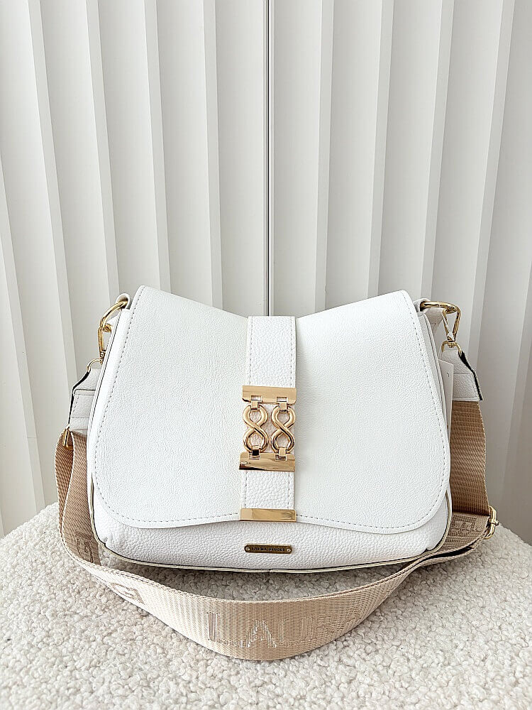 Laura Biaggi torebka listonoszka biała z klapką