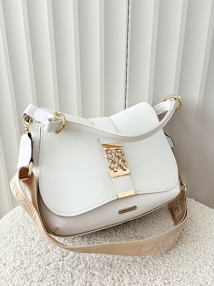 Laura Biaggi torebka listonoszka biała z klapką