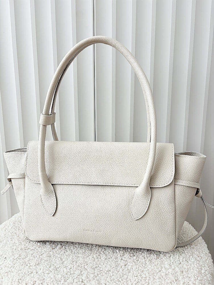 Laura Biaggi skórzana torba shopper na ramię jasnobeżowa