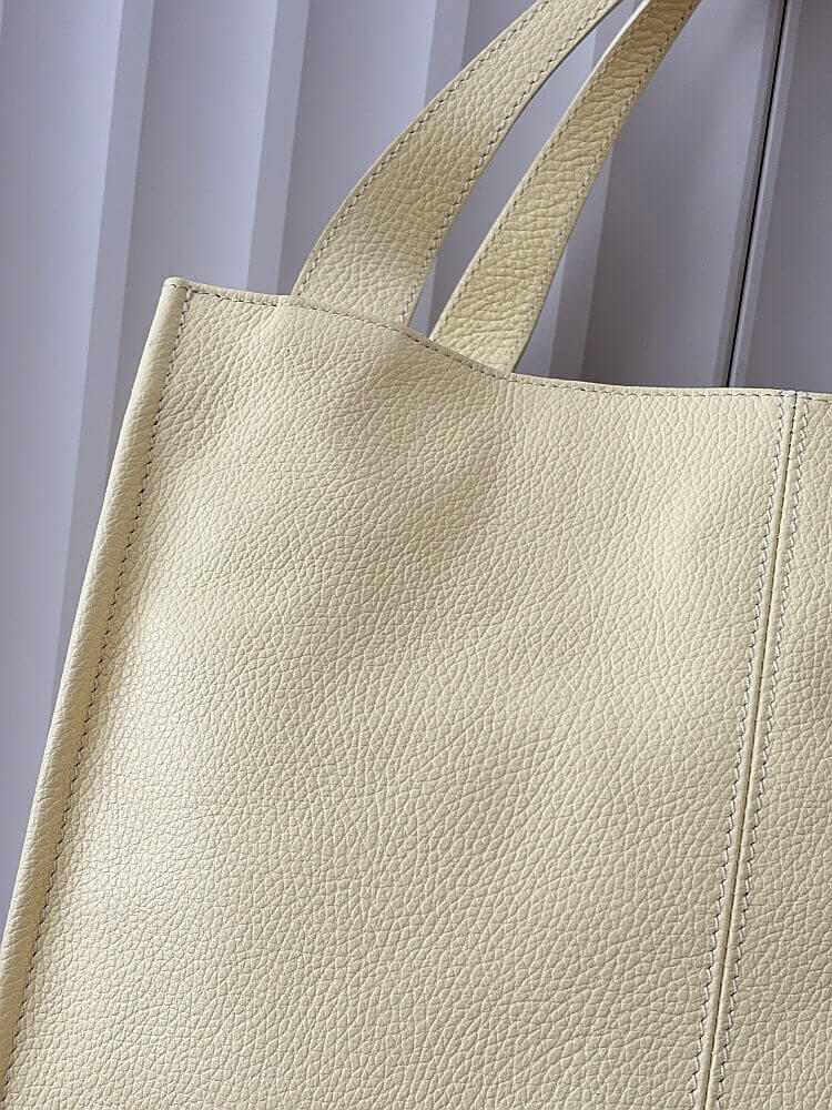 Laura Biaggi skórzana torba shopper żółta z przeszyciem