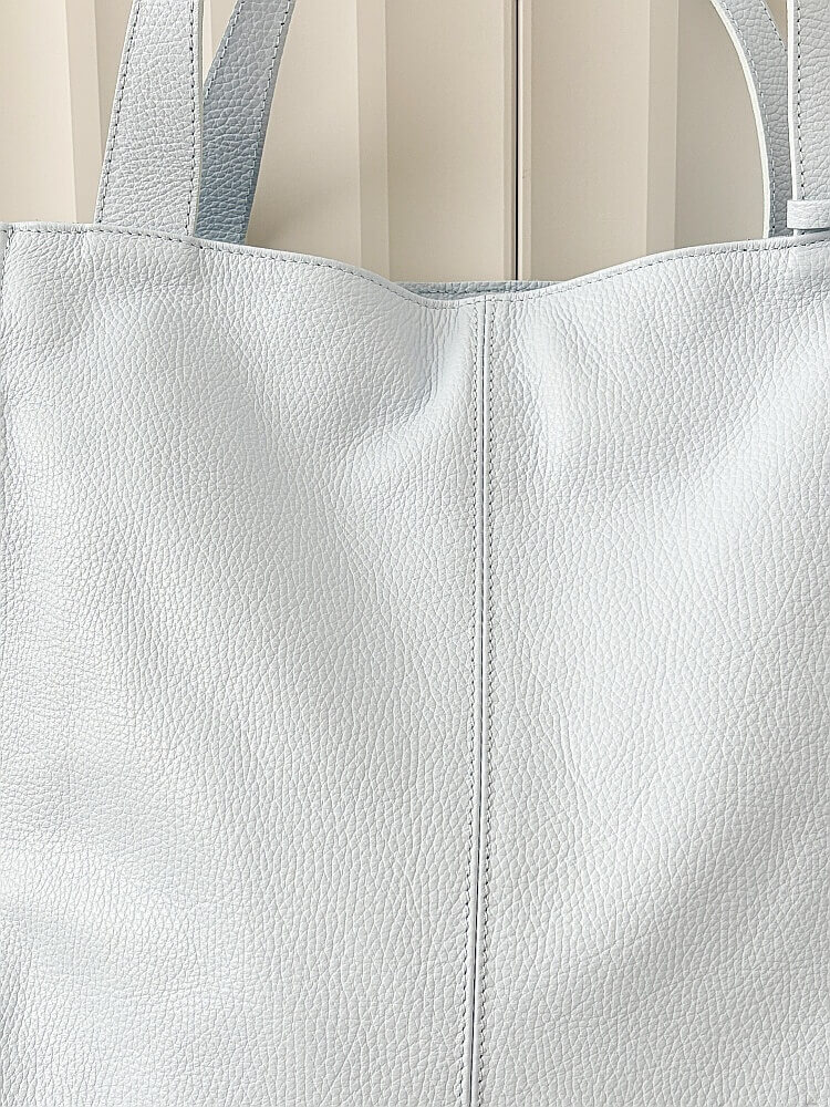 Laura Biaggi skórzana torba shopper niebieska z przeszyciem