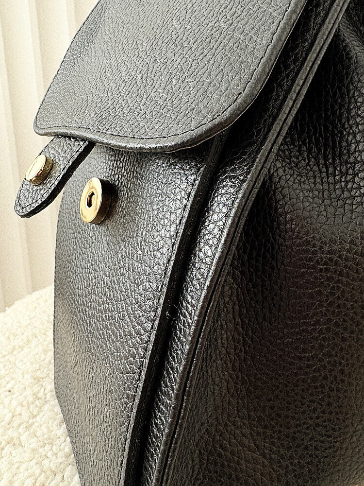 Laura Biaggi skórzana torba shopper na ramię czarna z łańcuszkami