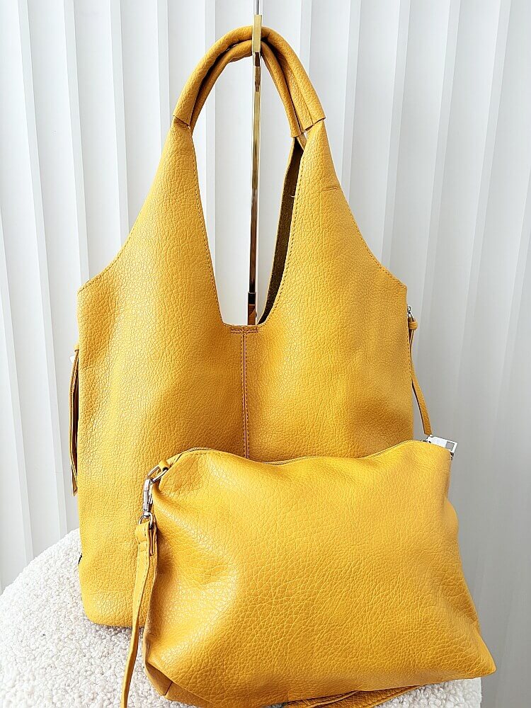 Maxfly torebka shopper na ramię i listonoszka 2w1 żółta