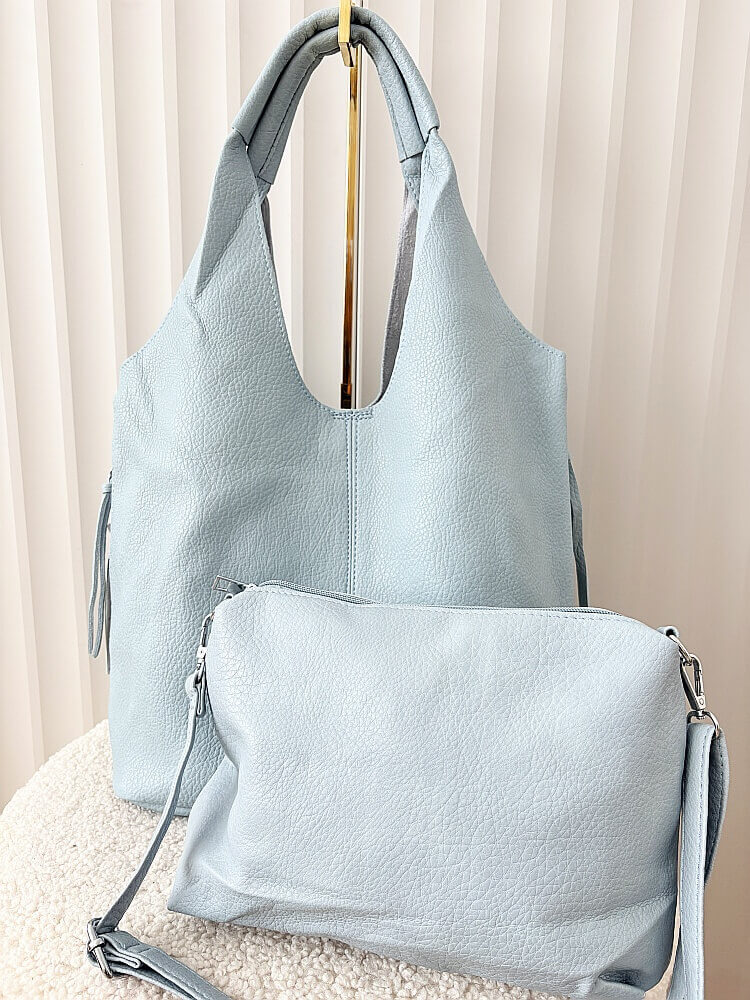 Maxfly torebka shopper na ramię i listonoszka 2w1 jasnoniebieska