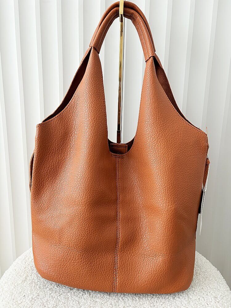 Maxfly torebka shopper na ramię i listonoszka 2w1 brązowa