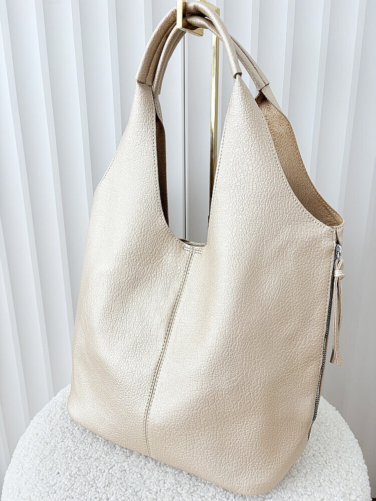 Maxfly torebka shopper na ramię i listonoszka 2w1 złota