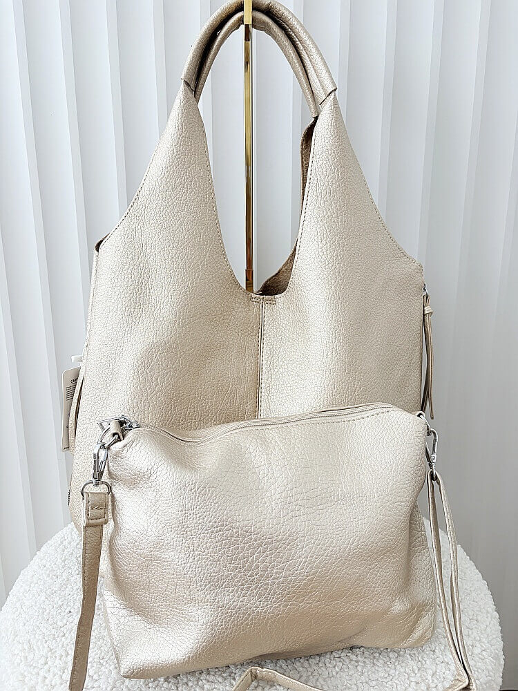 Maxfly torebka shopper na ramię i listonoszka 2w1 złota