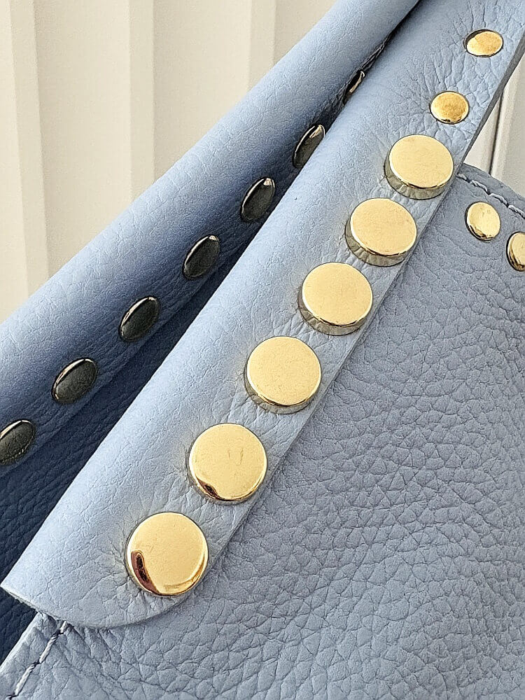 Massimo Contti torba shopper skórzana jasnoniebieska ćwieki