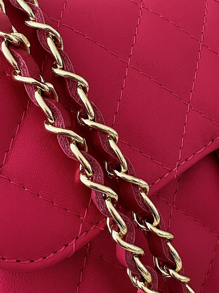 Massimo Contti duża torebka listonoszka skórzana fuksja pikowana z łańcuszkiem