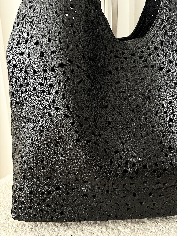 Maxfly torebka shopper na ramię i listonoszka 2w1 czarna ażurowa